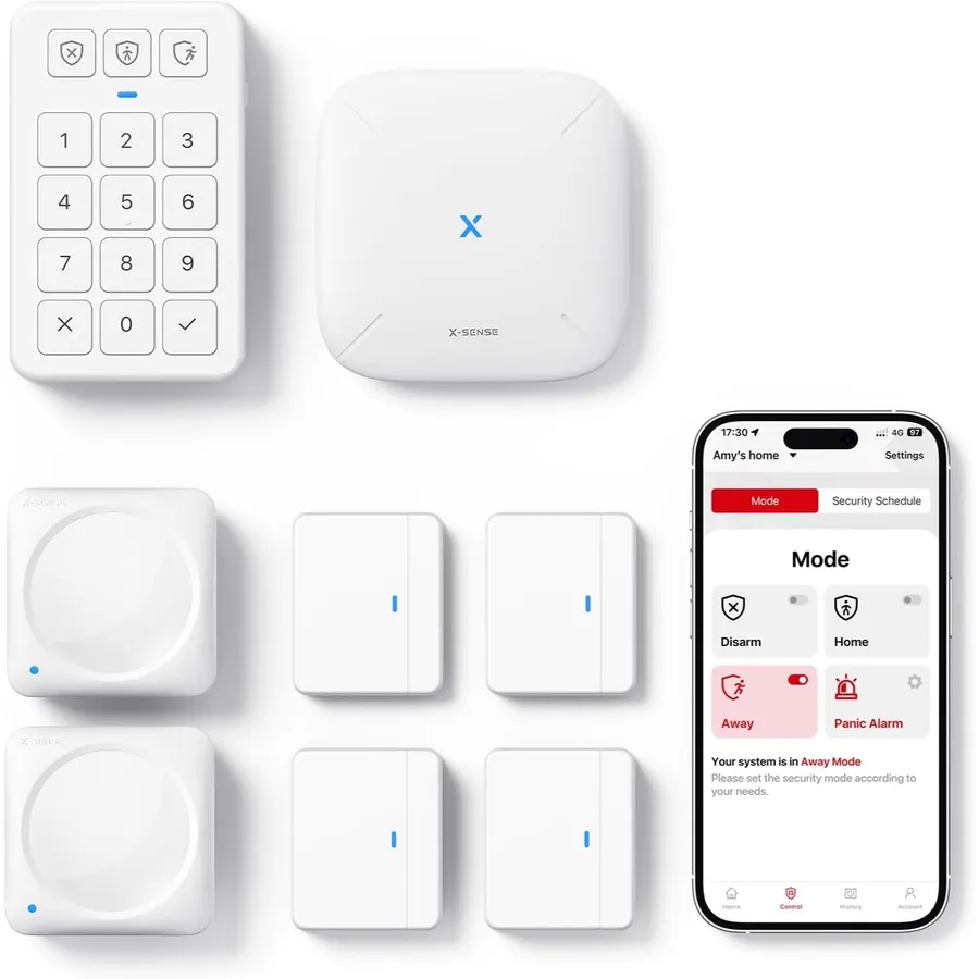 X-Sense AS08 - Home security kit with door sensors, motion sensors and keypad