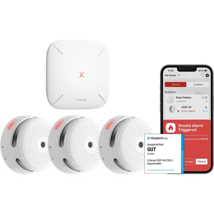 X-Sense FS31 - Kit of 3 interlinked smoke alarms with SBS50 base station