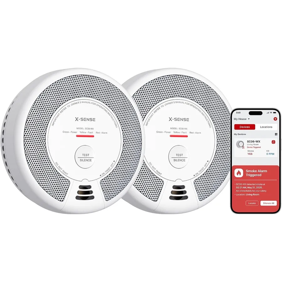 X-Sense SC06-WX - Wi-Fi smoke and CO alarm, pack of 2
