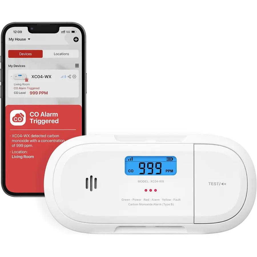 X-Sense XC04-WX - Wi-Fi CO alarm with app alerts, single unit