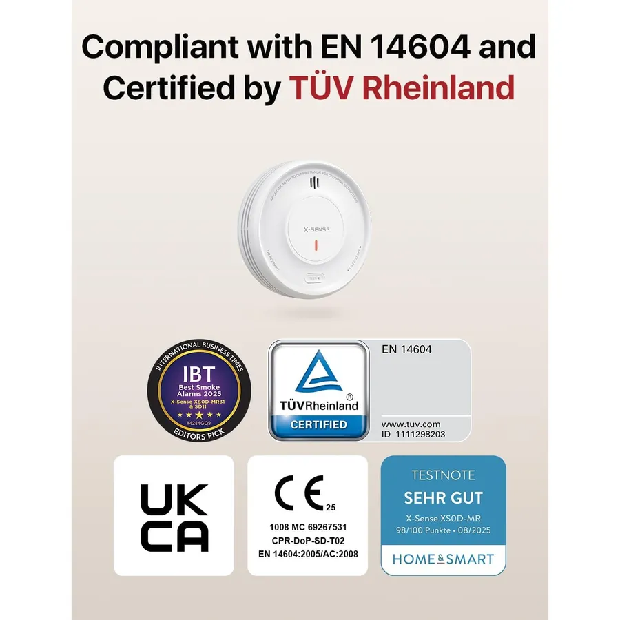 X-Sense XS0D-MR31 - Kit of 3 slim magnetic smoke alarms with SBS50 base